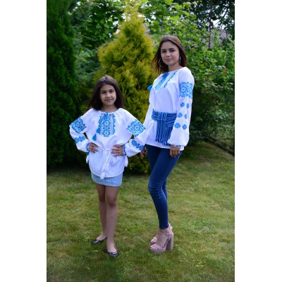 Embroidered Complect Mother and Daughter "Sky Blue"